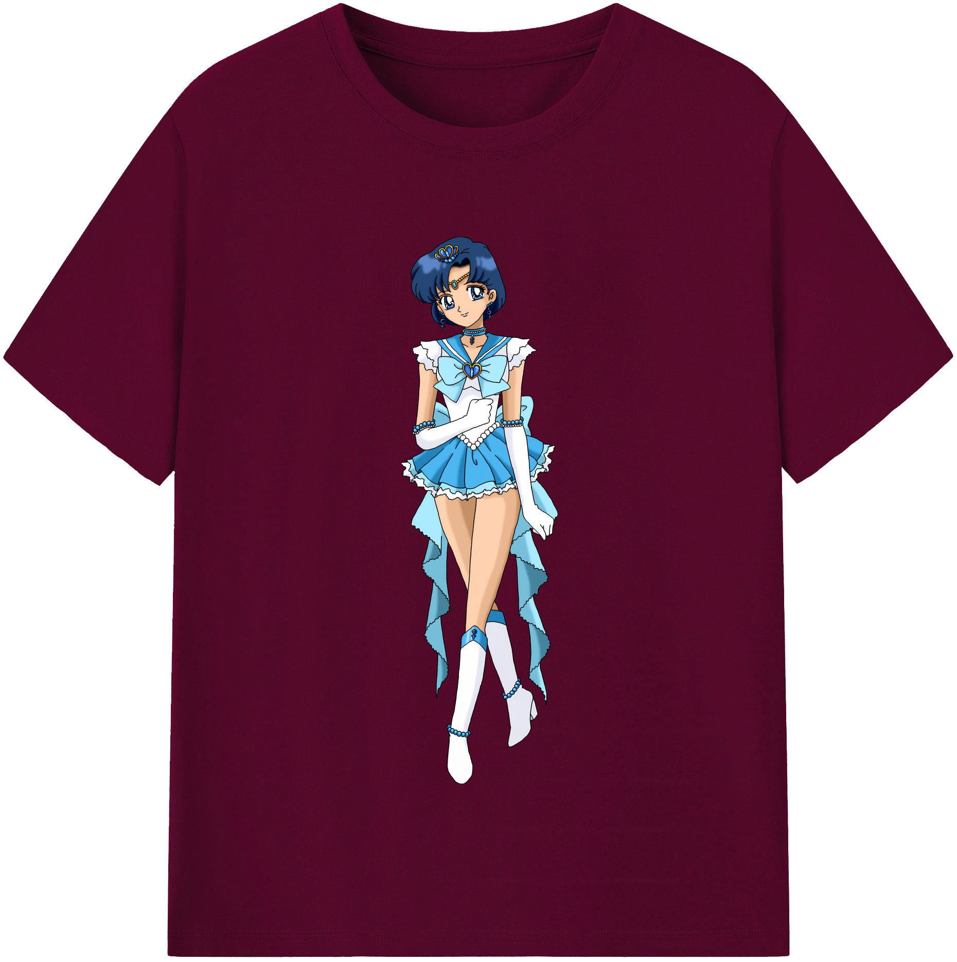 （画像用） 美少女戦士セーラームーン 水野 亜美 みずの あみ Sailor Moon Mizuno Ami レディースカジュアルプリントTシャツ（綿100％）